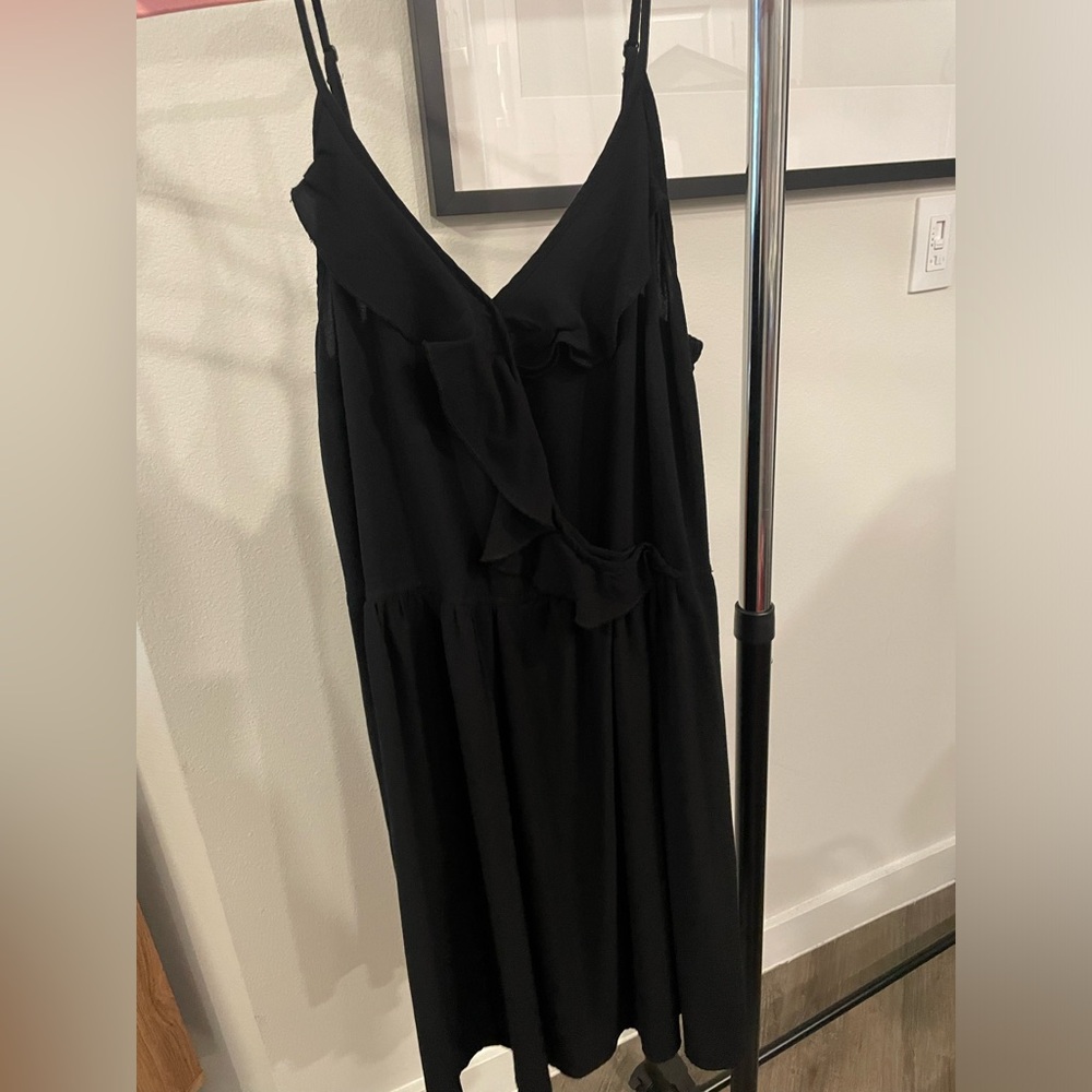 Black midi babydoll dress